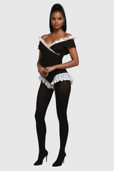 Ahmed Düşük Omuz Dantelli Çapraz Bodysuit